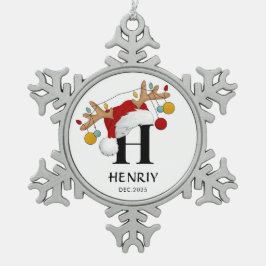 Personalisiertes Weihnachtsgeschenk mit Namen Schneeflocken Zinn-Ornament