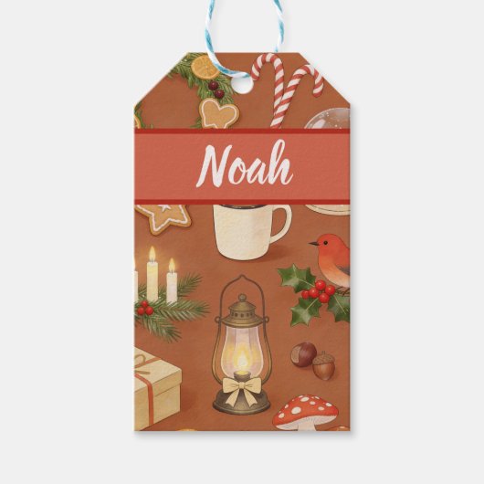 Personalisiertes Weihnachtsgeschenk-Tag mit gemütl Geschenkanhänger (Vorderseite)