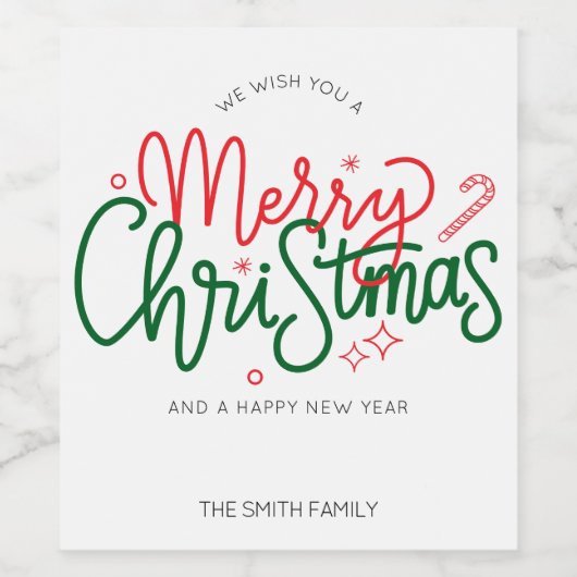 Personalisiertes Weihnachtsgeschenk Weinetikett (Einzelnes Label)