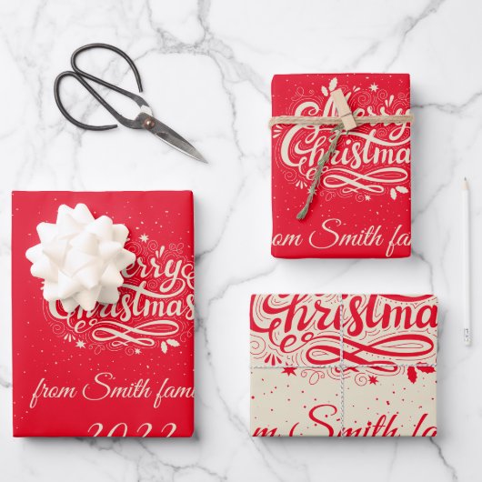 Personalisiertes Weihnachtsgeschenkpapier Geschenkpapier Set (Vorderseite)