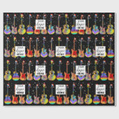 Personalisiertes Weihnachtsgitarrist-Logo Geschenkpapier (Flach)