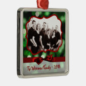 Personalisiertes Weihnachtsgrün Bokeh FOTO Ornamen Ornament Aus Metall (Rechts)