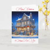 Personalisiertes Weihnachtshaus Karte (Gelbe Blume)