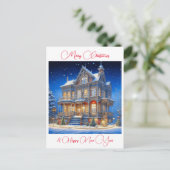 Personalisiertes Weihnachtshaus Postkarte (Stehend Vorderseite)