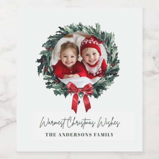 Personalisiertes Weihnachtskartett mit Foto Weinetikett (Einzelnes Label)