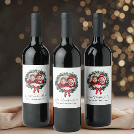 Personalisiertes Weihnachtskartett mit Foto Weinetikett