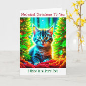 Personalisiertes Weihnachtskätzchen und glückliche Karte (Gelbe Blume)