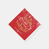 Personalisiertes Weihnachtskind Es ist kalt drauße Serviette (Ecke)