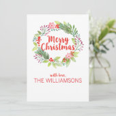 Personalisiertes Weihnachtskranz-Foto Feiertagskarte (Stehend Vorderseite)