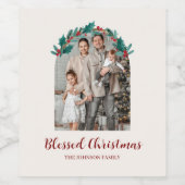 Personalisiertes Weihnachtskranz-Foto-Weinetikett Weinetikett (Einzelnes Label)