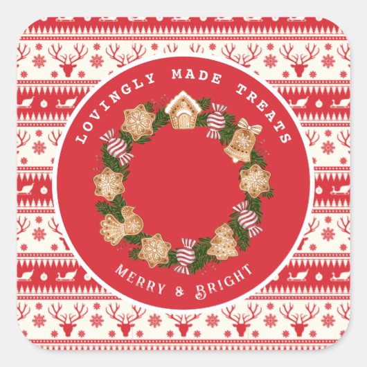 Personalisiertes Weihnachtslabel Quadratischer Aufkleber (Vorderseite)