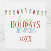 Personalisiertes Weihnachtslicht Weinetikett (Einzelnes Label)