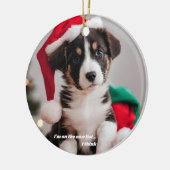 Personalisiertes Weihnachtsmann-Foto Keramik Ornament (Links)