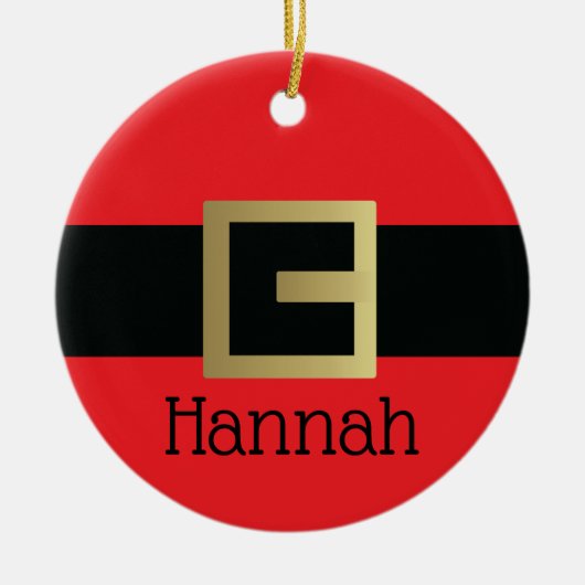 Personalisiertes Weihnachtsmann-Gurt-Weihnachten Keramik Ornament (Vorne)