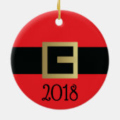 Personalisiertes Weihnachtsmann-Gurt-Weihnachten Keramik Ornament (Hinten)