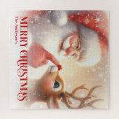 Personalisiertes Weihnachtsmann- und Rudolph-Winte Puzzle (Horizontal)