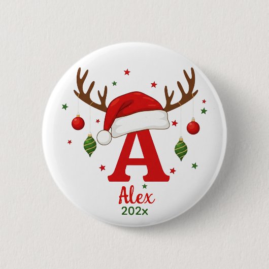 Personalisiertes Weihnachtsmonogramm A Weihnachtsm Button (Vorderseite)