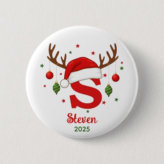 Personalisiertes Weihnachtsmonogramm S Weihnachtsm Button (Vorderseite)