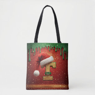 Personalisiertes Weihnachtsmonogramm T mit Santa-H Tasche
