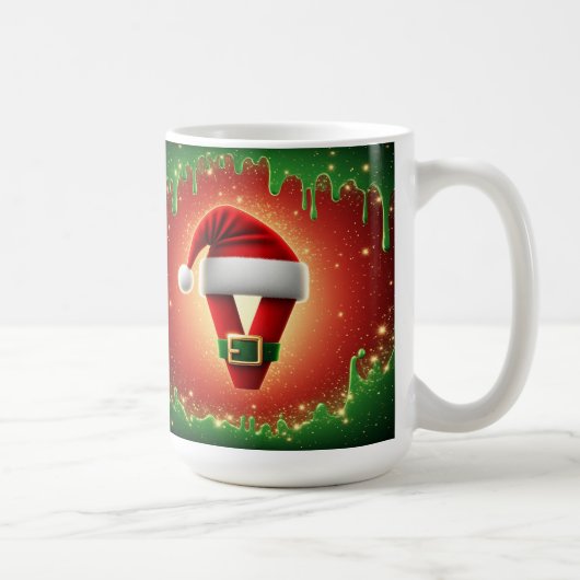 Personalisiertes Weihnachtsmonogramm V mit Weihnac Kaffeetasse (Rechts)