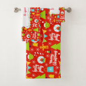 Personalisiertes Weihnachtsmuster Badhandtuch Set (Insitu)