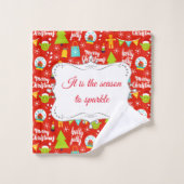 Personalisiertes Weihnachtsmuster Badhandtuch Set (Waschlappen)