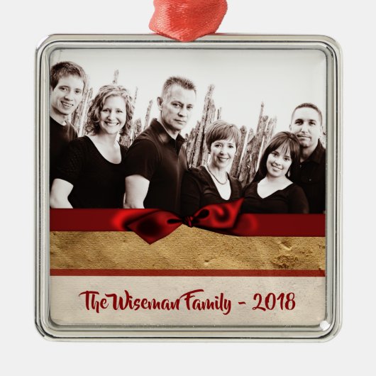 Personalisiertes Weihnachtspapier Tasche FOTO Orna Ornament Aus Metall (Vorne)