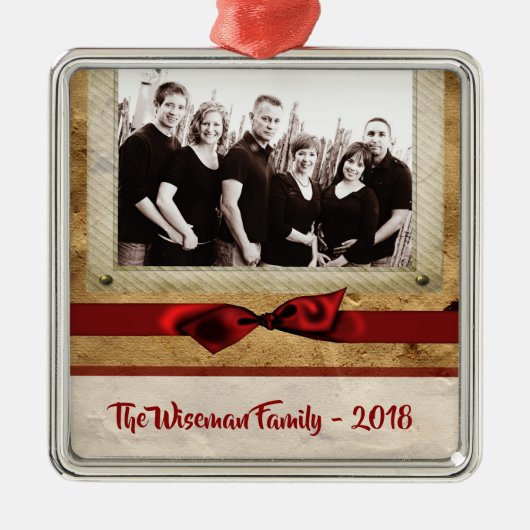 Personalisiertes Weihnachtspapier Tasche FOTO Orna Ornament Aus Metall (Vorne)