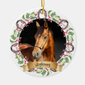 Personalisiertes Weihnachtspferd-Foto Keramik Ornament (Vorne)