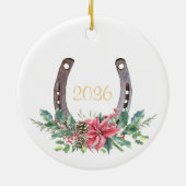 Personalisiertes Weihnachtspferd-Foto Keramik Ornament (Hinten)
