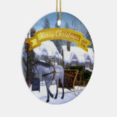 Personalisiertes Weihnachtspferd und -Sleigh Keramik Ornament (Rechts)