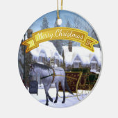 Personalisiertes Weihnachtspferd und -Sleigh Keramik Ornament (Links)