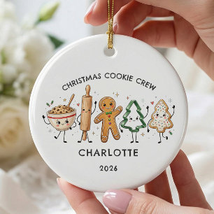 Personalisiertes Weihnachtsplätzchen-Team-Ornament Keramik Ornament