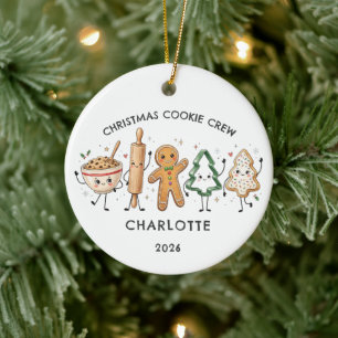Personalisiertes Weihnachtsplätzchen-Team-Ornament Keramik Ornament