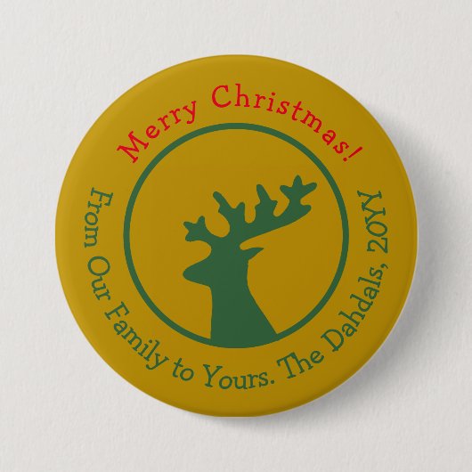 Personalisiertes Weihnachtsrentier Button (Vorderseite)