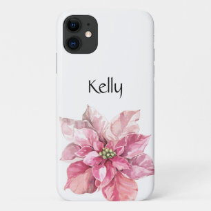 Personalisiertes Weihnachtsrosa Poinsettia Case-Mate iPhone Hülle