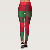 Personalisiertes Weihnachtsrot Buffalo Kariertes M Leggings (Rückseite)