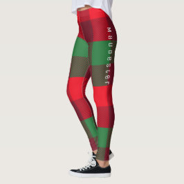 Personalisiertes Weihnachtsrot Buffalo Kariertes M Leggings