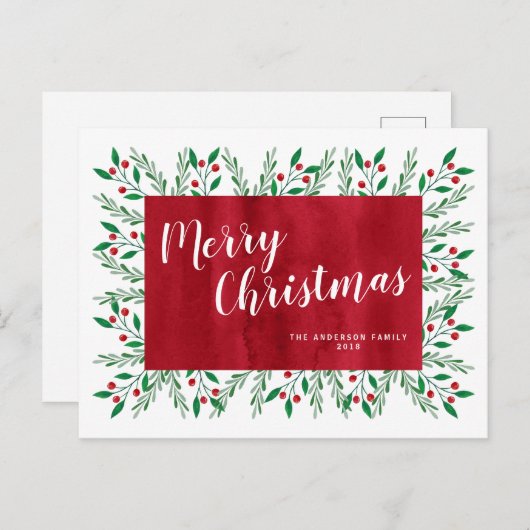 Personalisiertes Weihnachtsrot Feiertagspostkarte (Vorne/Hinten)