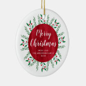Personalisiertes Weihnachtsrot Keramik Ornament (Rechts)