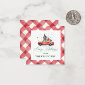 Personalisiertes Weihnachtsrotes Auto mit Baumeins Mitteilungskarte (Vorderseite/Rückseite Beispiel)