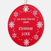 Personalisiertes Weihnachtsschneeflocken Keramik Ornament (Links)