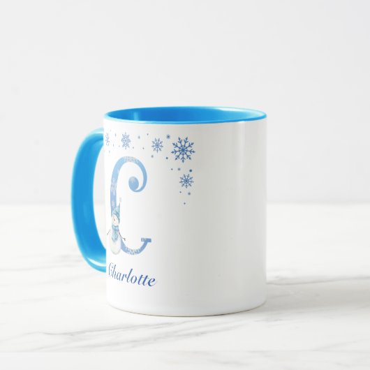 Personalisiertes Weihnachtsschneeflogramm C Tasse (Vorderseite Links)