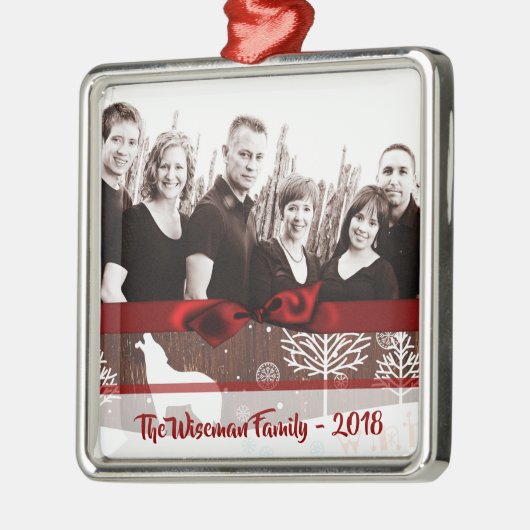 Personalisiertes Weihnachtswald Wolf FOTO Ornament (Links)