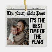 Personalisiertes Weihnachtszeitungs-Foto Keramikornament (Vorderseite)