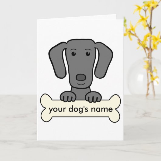 Personalisiertes Weimaraner Karte (Gelbe Blume)
