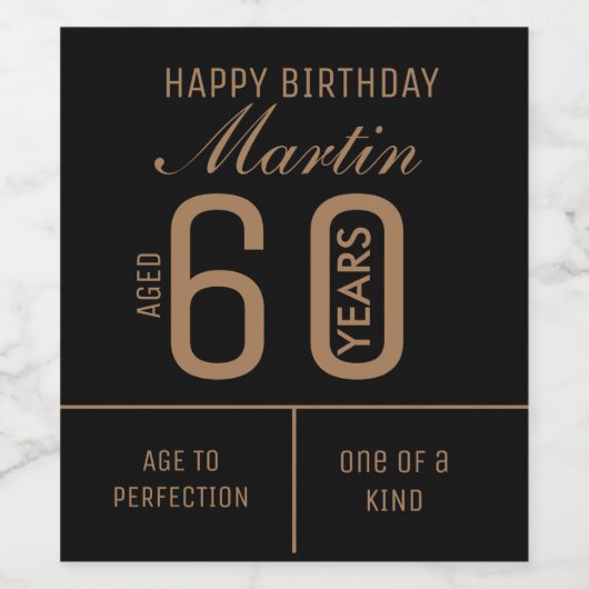 Personalisiertes Weinlabel 60. Geburtstag Weinetikett (Einzelnes Label)