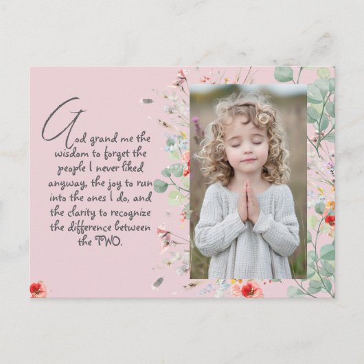 Personalisiertes Weisheitsgebet mit Foto, Name. . Postkarte (Vorderseite)