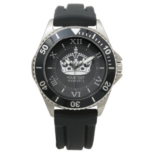 Personalisiertes Weiß Behalt Calm Crown auf Schwa Armbanduhr
