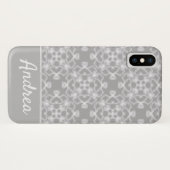 Personalisiertes weiß-graues Muster Case-Mate iPhone Hülle (Rückseite (Horizontal))